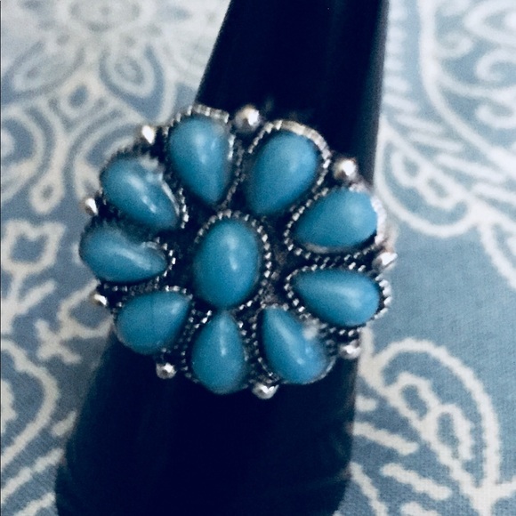 Vintage Jewelry - Antique Silver Bohemian Turkish Ring Turquoise